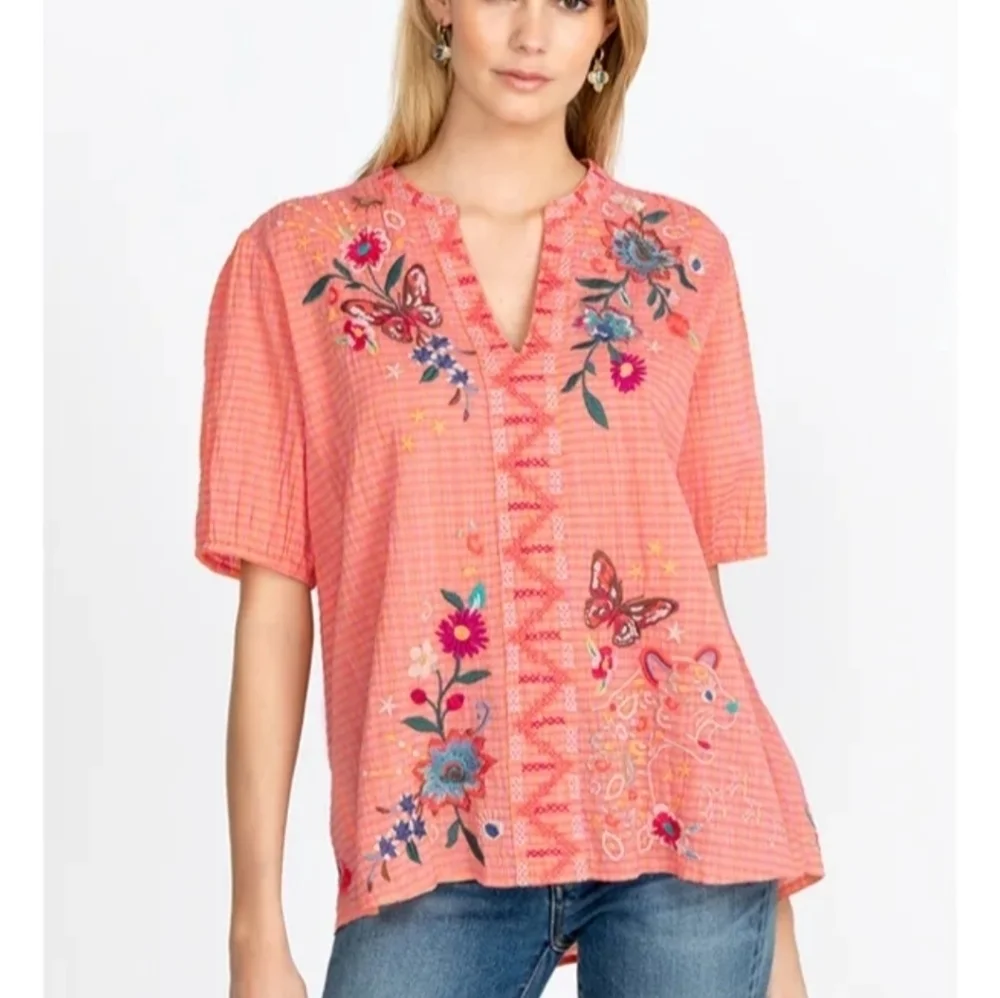 Johnny Was Olinda Puff Sleeve Effortless Blouse